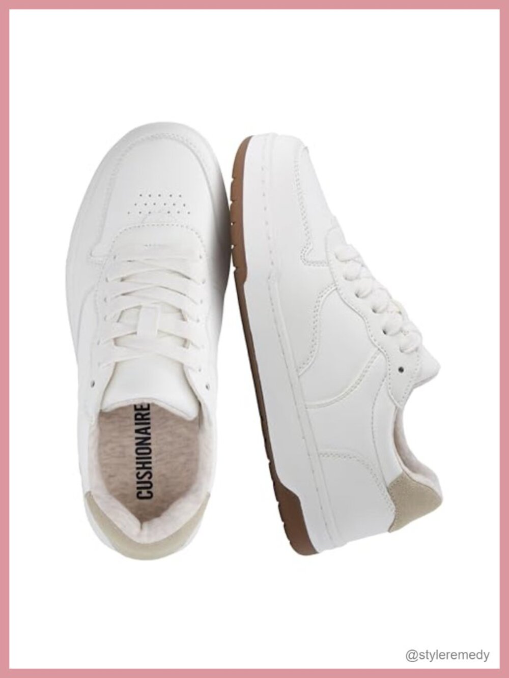 Women's Lace Up Walking Sneakers Memory Foam Faux Leather Gum Rubber Sole